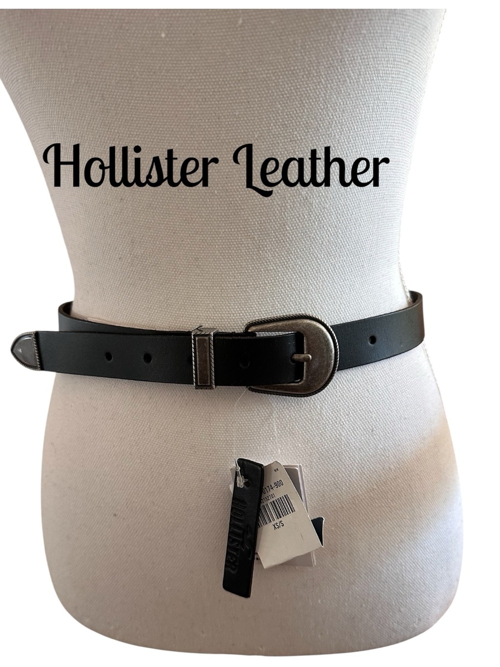 NWT Hollister Black Full Grain Leather Belt • XS • 26
